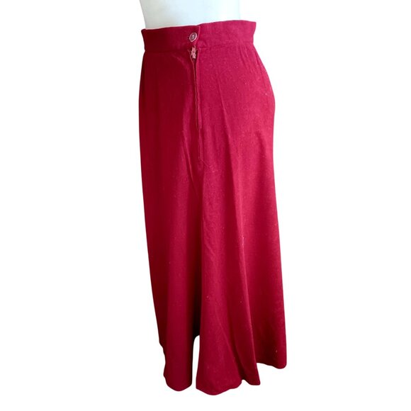 Vintage Velour Boho Skirt sz 11 27W Rust A-Line Midi Skirt With Pleats 1980's - Picture 3 of 5